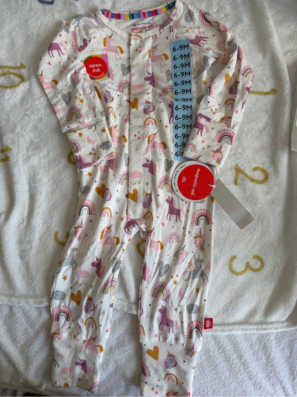 NWT Magnetic Me unicorn and rainbow convertible footies - 6-9M